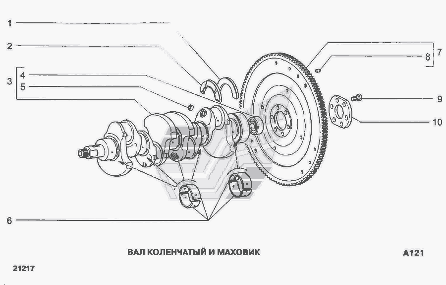 Схема Вал коленчатый и маховик » Двигатель для ВАЗ-21213-214i