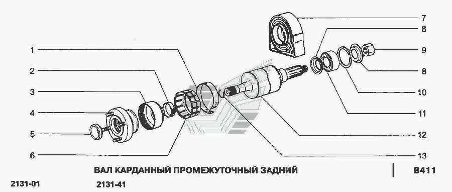 Схема Вал карданный промежуточный задний » Сцепление для ВАЗ-21213-214i