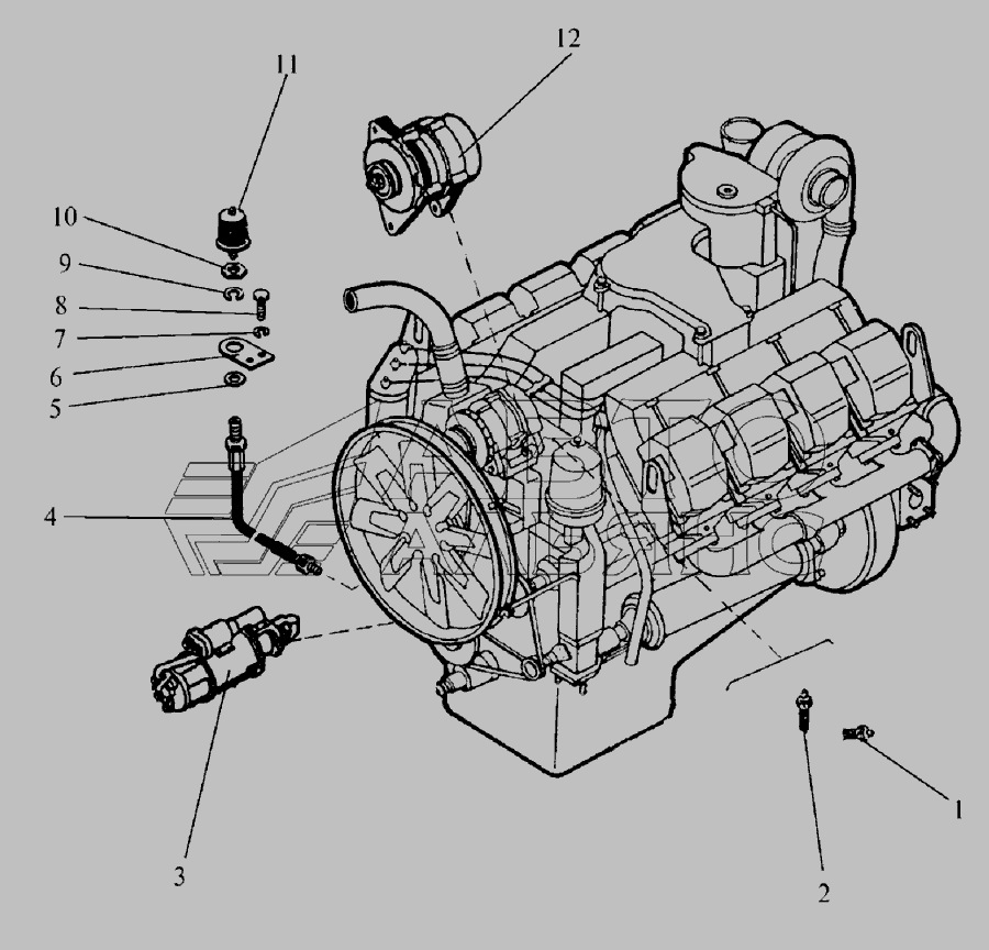 Схема Электрооборудование двигателя (К-703М-12) » Электрооборудование двигателя для К-703МА-12 / К-703М-12