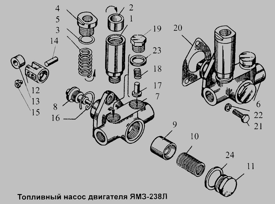 Схема Паливний насос двигуна ЯМЗ-238Л » Двигун для Загальні (см. моди)