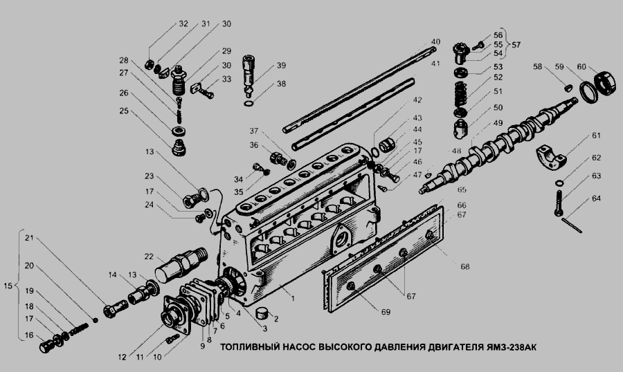 Схема Топливный насос высокого давления двигателя ЯМЗ-238АК » Двигатель для ЯМЗ-236 ДК и ЯМЗ 238 АК