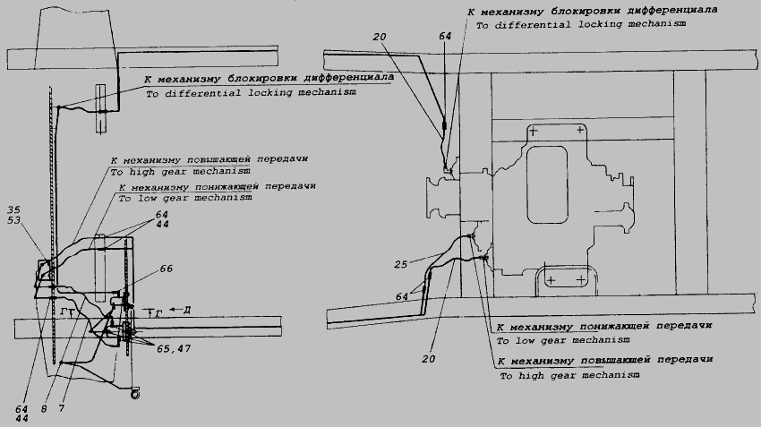 Схема Установка керування роздавальною коробкою » Зчеплення для КамАЗ-43114