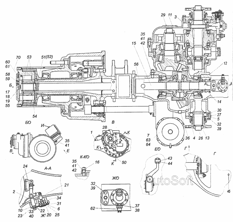 Схема 6522-2500320-10 Міст середній » Зчеплення для КамАЗ-6520 (Euro-2, 3)