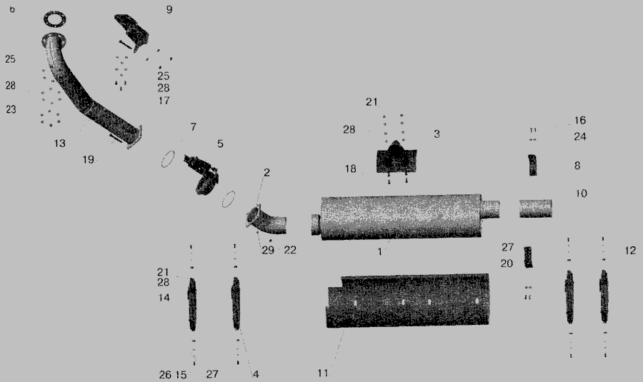 Схема Установка системи випуску газів, що відпрацювали МАЗ-555102, 551603 » Двигун для МАЗ-543202
