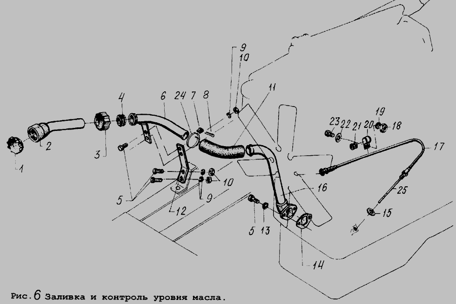 Схема Заливка та контроль рівня олії » Двигун для МАЗ-5434