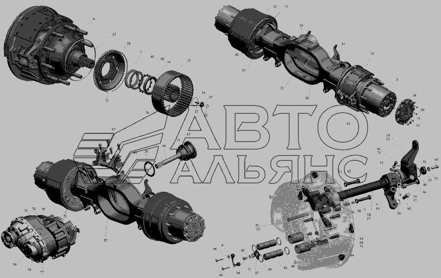 Схема Міст середній » Зчеплення для МАЗ-6516V8-520 (6516V8-540)