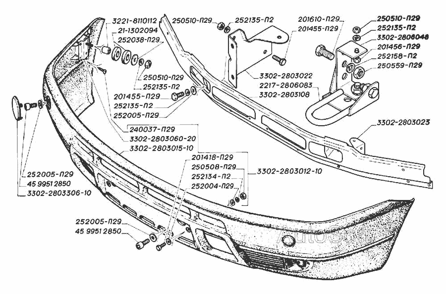 Бампер газель 3302 нового образца