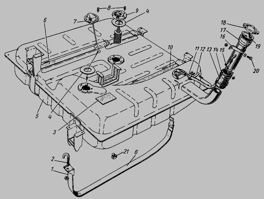 Схема Бензиновый бак (для модели ГАЗ-22В) » Двигатель для ГАЗ-21