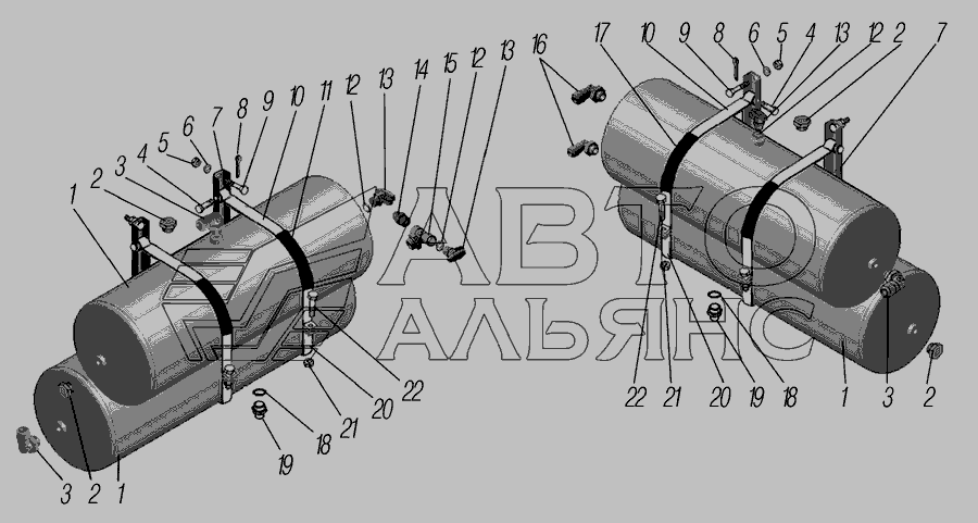 Схема Встановлення повітряних балонів » Рульове управління для УРАЛ-44202-3511-80М