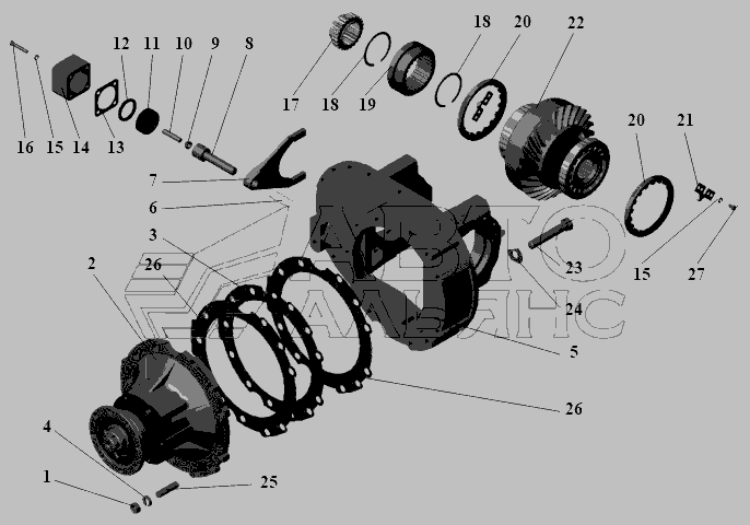 Схема Редуктор заднього моста 152-2402010 » Зчеплення для МАЗ-104