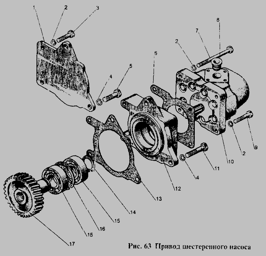 Схема Привід шестеренного насосу » Управління рульове для МТЗ-1221