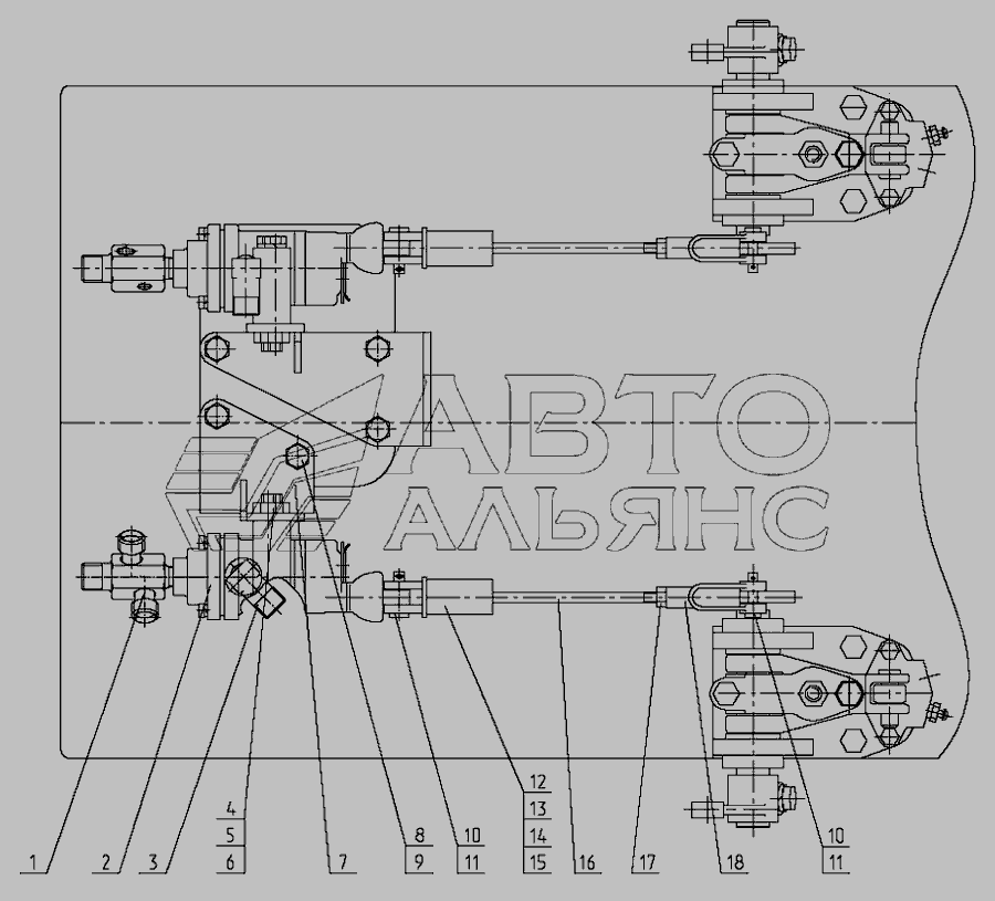 Схема Установка двухпроводного крана тормозного » Рулевое управление для МТЗ-3522