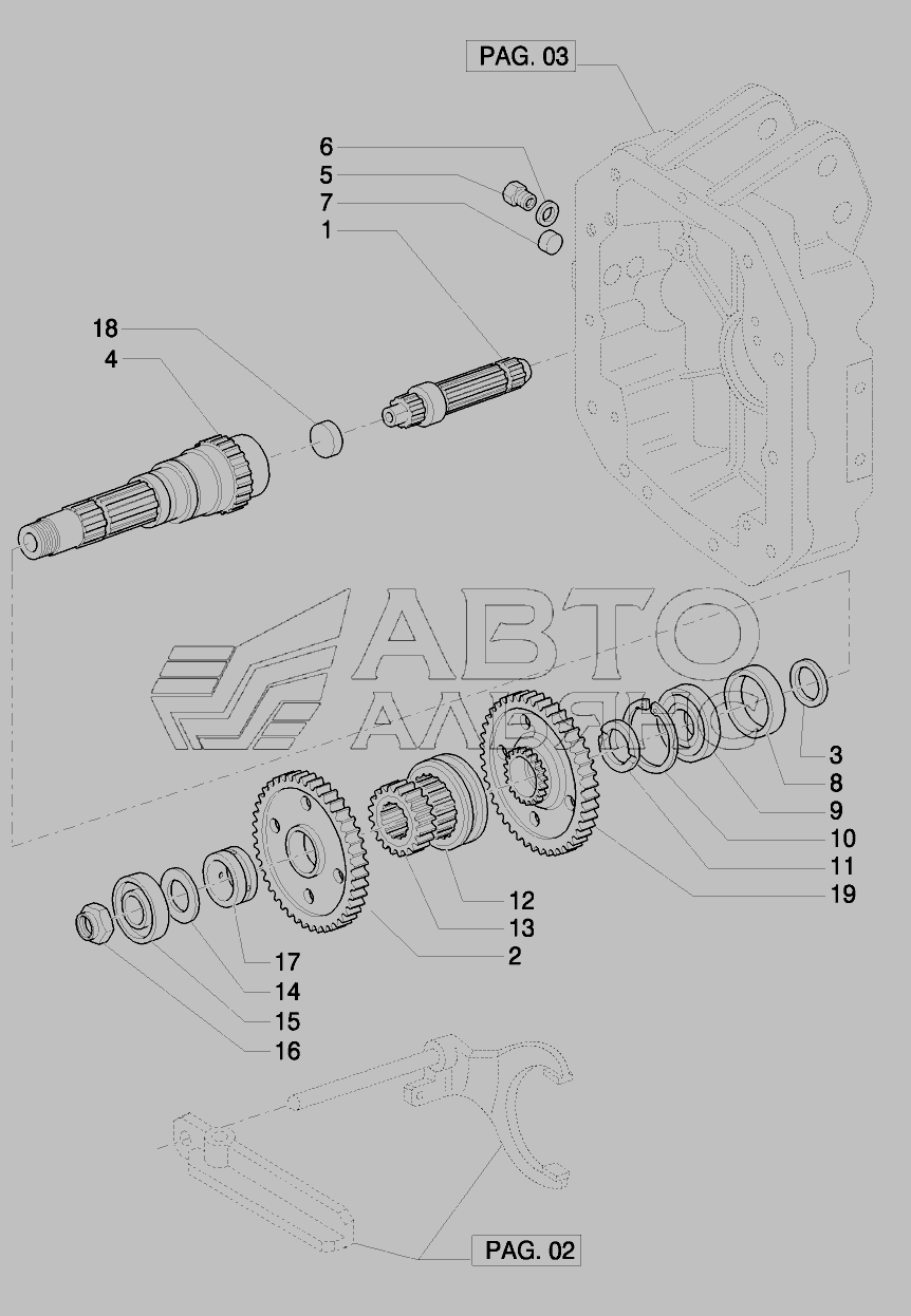 Схема PTO 540/1000 RPM - SHAFTS AND RELEVANT PARTS » HYDRAULICS для Puma-210