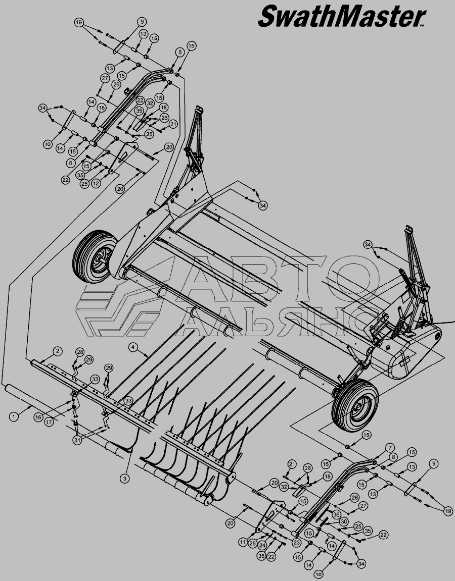 Схема HOLD-DOWN ASSEMBLY » MacDon PW7 для MacDon-PW7