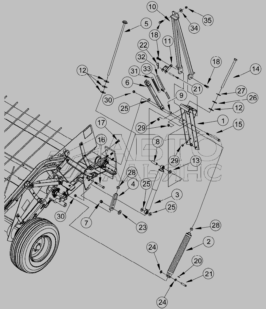 Схема SUSPENSION ASSEMBLY » MacDon PW7 для MacDon-PW7