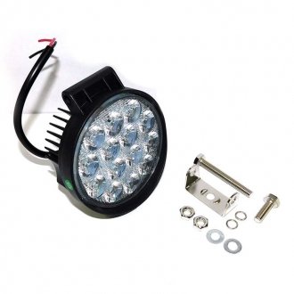 Фара LED круглая 42W, 14 ламп, 116*137,5мм, узкий луч 12/24В (Юбана) Н/в 453701049