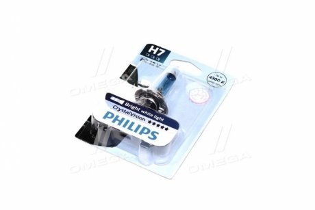 Лампа накаливания H7 12V 55W PX26d Cristal Vision 1шт blister 4300K Philips 12972CVB1