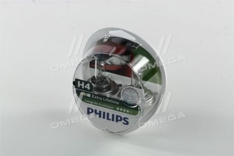 Лампа розжарювання H4 12V 60/55W P43t-38 LongerLife Ecovision 2шт Philips 12342LLECOS2