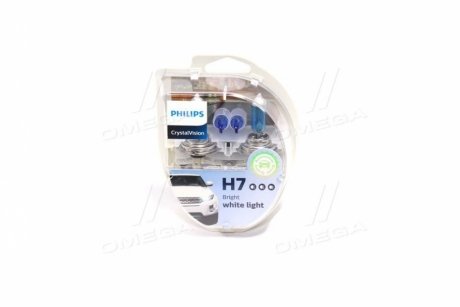 Лампа розжарювання H7 12V 55W PX26d Cristal Vision + 2x W5W 4300K Philips 12972CVS2