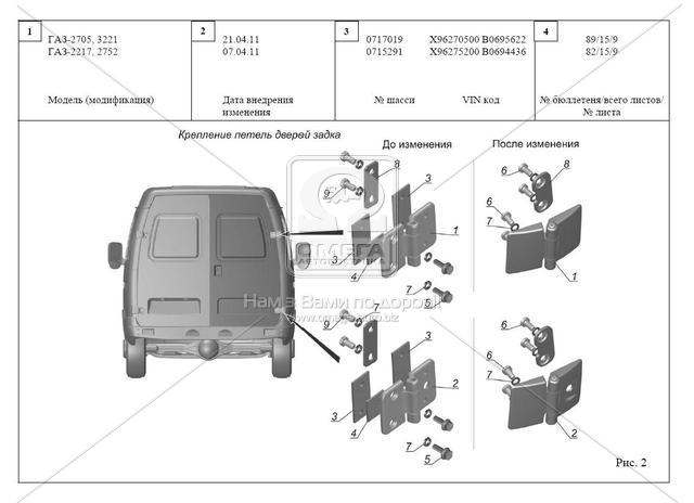 Двери задние газель 2705 схема
