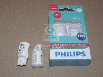 Лампа накаливания W21/5, 12V, 1,9W W3x16d LED Ultinon RED (2шт) Philips 11066ULRX2 (фото 1)