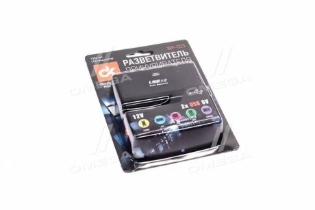 Разветвитель прикуривателя, 2в1 + 2USB,1000mA, удлинитель, LED индикатор, <ДК> Дорожня карта WF-023
