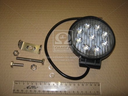 Фара LED кругла 27W, 9 ламп, 110*128мм, 1800Lm широкий промінь 12/24V 6000K (ТМ JUBANA) Jubana, Литва 453701075