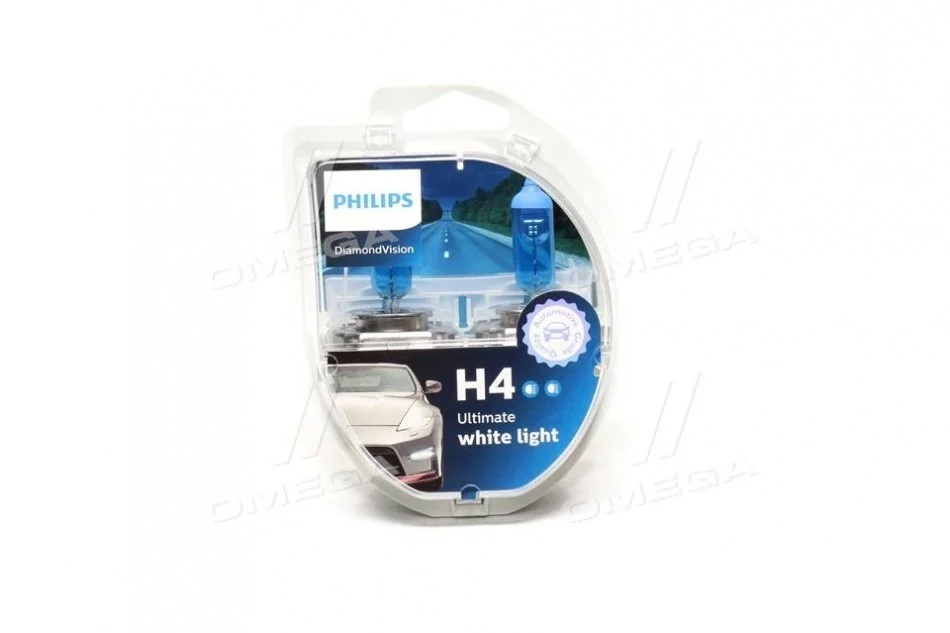 Лампа накаливания H4 12V 60/55W P43t-38 Diamond Vision 5000K (пр-во) Philips 12342DVS2 (фото 1)