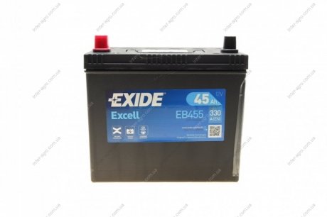 Аккумулятор 45Ah-12v EXCELL(234х127х220),L,EN330 Азия тонк.клеммы EXIDE EB455 (фото 1)