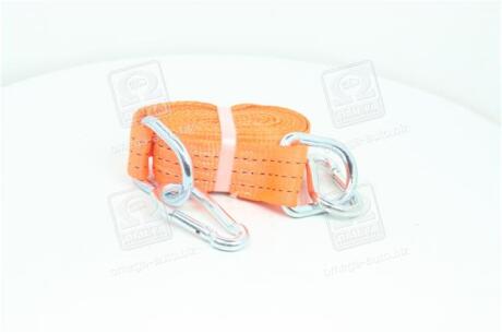 Трос буксирувальний 3т. 50мм. 4,5 м. карабін, Polyester, помаранчевий, <ДК> Дорожня карта DK46-PE345-1