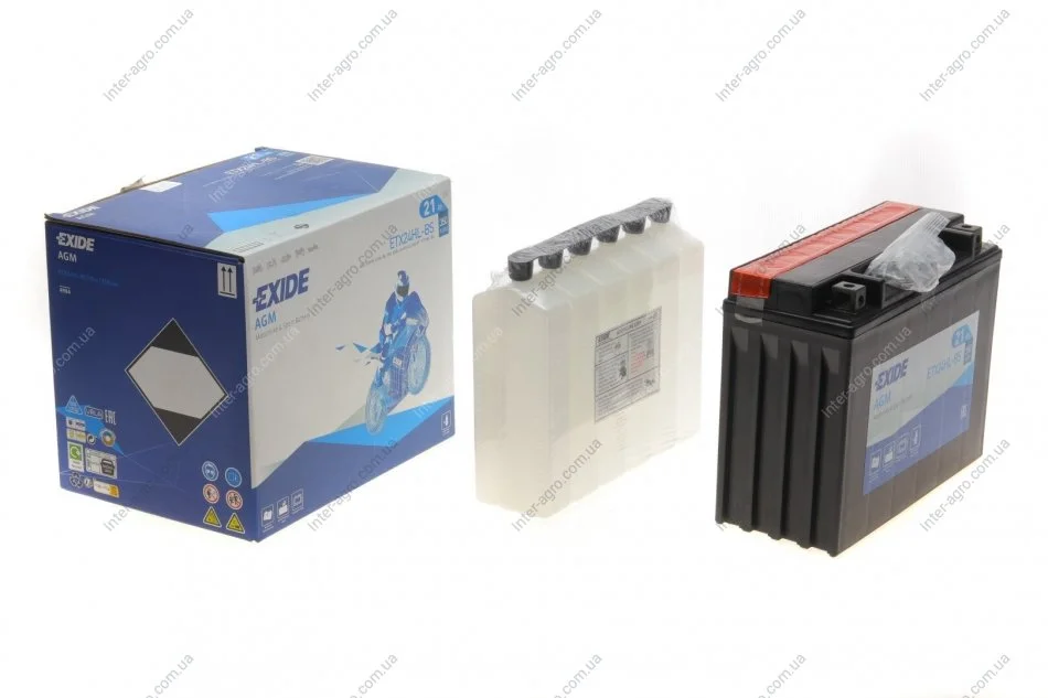 Аккумулятор 21Ah-12v Exide AGM (205х87х162) R, EN350 EXIDE ETX24HL-BS (фото 1)