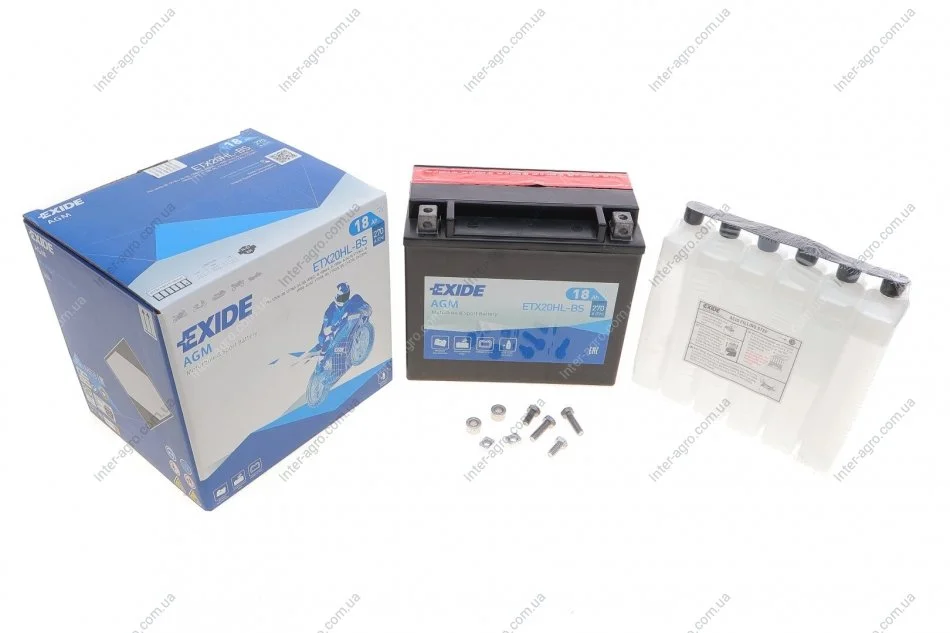 Акумулятор 18Ah-12v Exide AGM (175х87х155) R, EN270 EXIDE ETX20HL-BS (фото 1)
