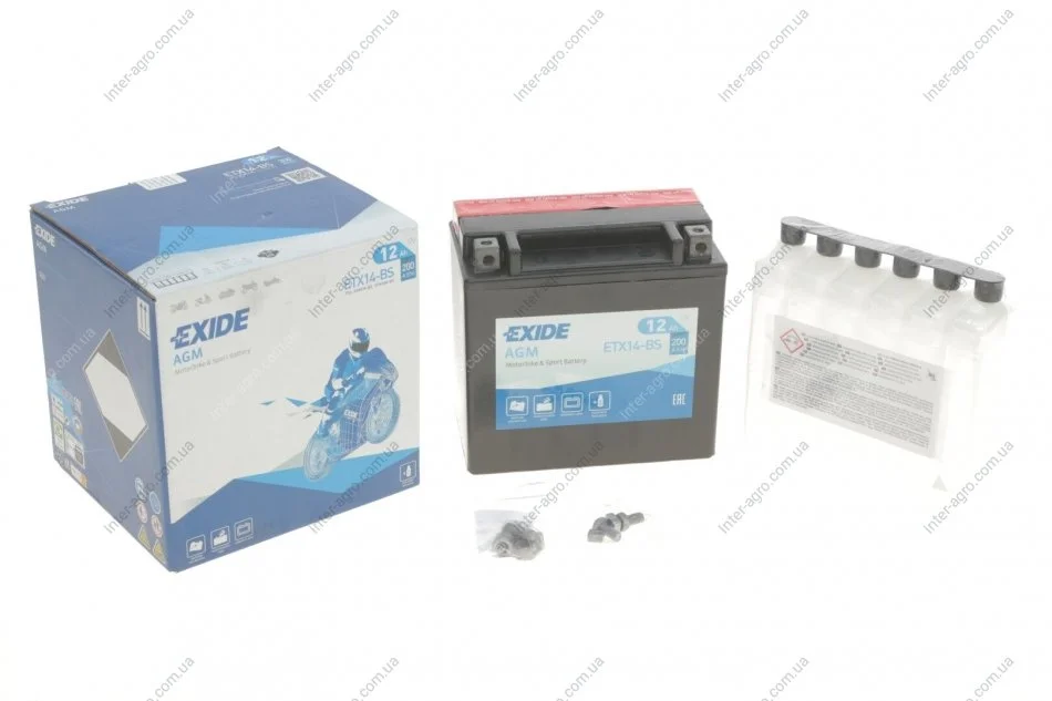 Аккумулятор 12Ah-12v Exide AGM (150х87х145) L, EN200 EXIDE ETX14-BS (фото 1)