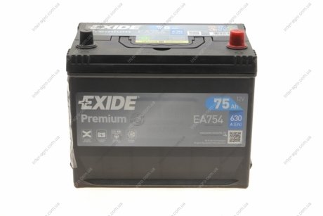 Аккумулятор 75Ah-12v PREMIUM (267х172х220),R,EN630 EXIDE EA754 (фото 1)