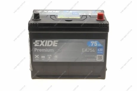 Аккумулятор 75Ah-12v PREMIUM (267х172х220),R,EN630 EXIDE EA754