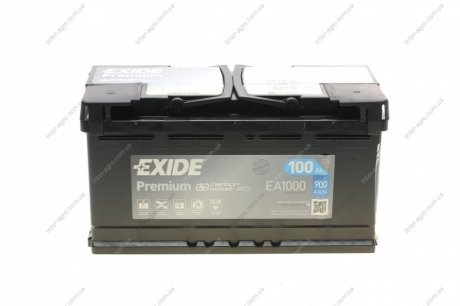 Аккумулятор 100Ah-12v PREMIUM(353х175х190),R,EN900 EXIDE EA1000 (фото 1)