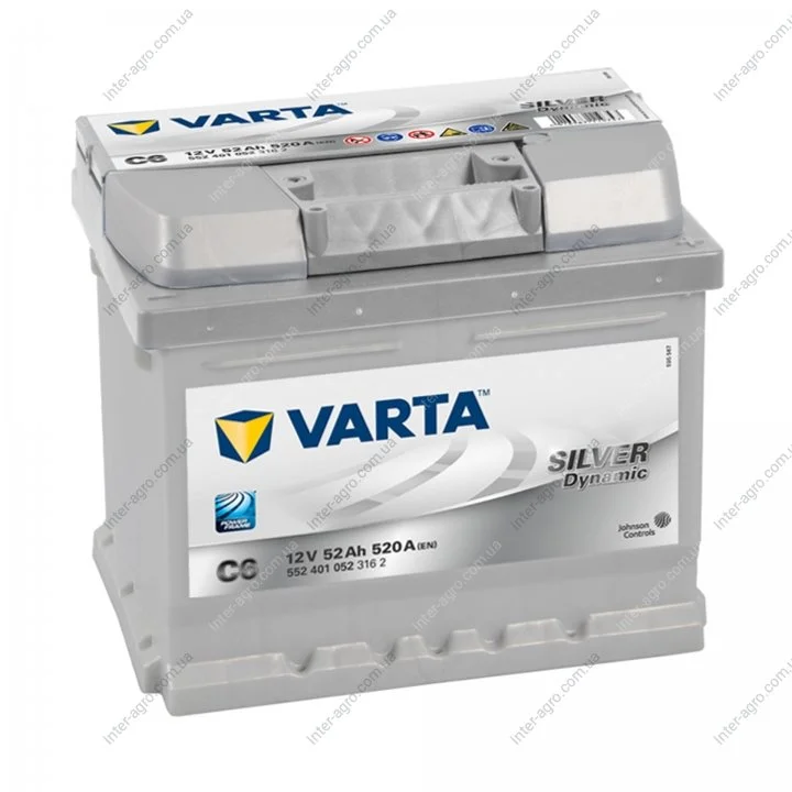 Акумулятор 52Ah-12v VARTA SD(C6) (207х175х175),R,EN520 Varta 552 401 052 (фото 1)