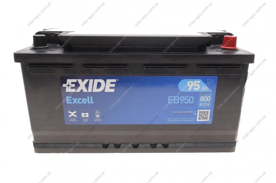 Аккумулятор 95Ah-12v Exide EXCELL(353х175х190),R,EN800 EXIDE EB950 (фото 1)