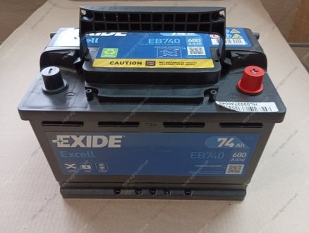 Аккумулятор 74Ah-12v EXCELL (278х175х190), R, EN680 EXIDE EB740 (фото 1)