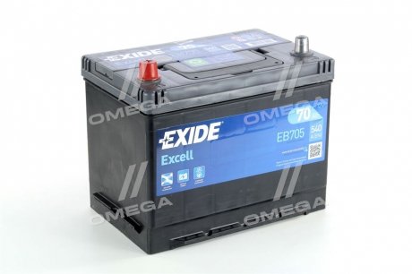 Акумулятор 70Ah-12v EXCELL (266х172х223), L, EN540 Азія EXIDE EB705 (фото 1)