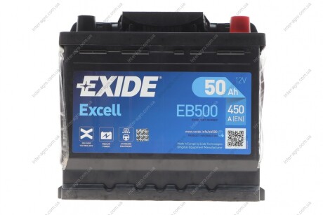 Акумулятор 50Ah-12v EXCELL (207х175х190), R, EN450 EXIDE EB500