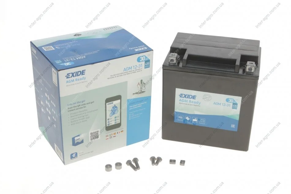 Аккумулятор 30Ah-12v Exide AGM (166х126х175),R,EN430 EXIDE AGM12-31 (фото 1)