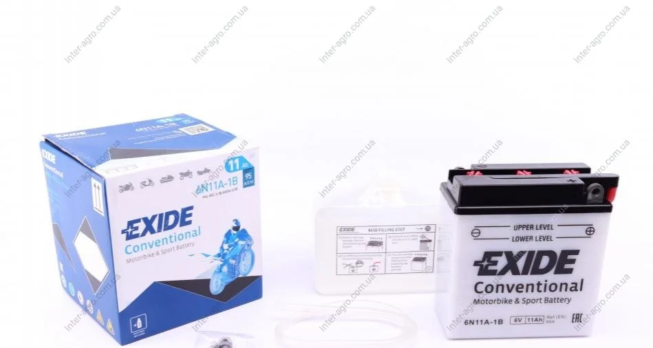 Аккумулятор 11Ah-6v Exide (121х59х131) R, EN95 EXIDE 6N11A-1B (фото 1)
