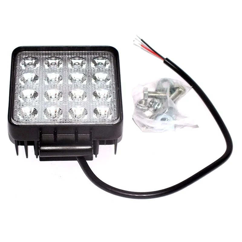 Фара LED прямокутна 48W, 16 ламп, 110*164мм, вузький промінь 12/24В (пр-во Юбана) 453701051 (фото 1)