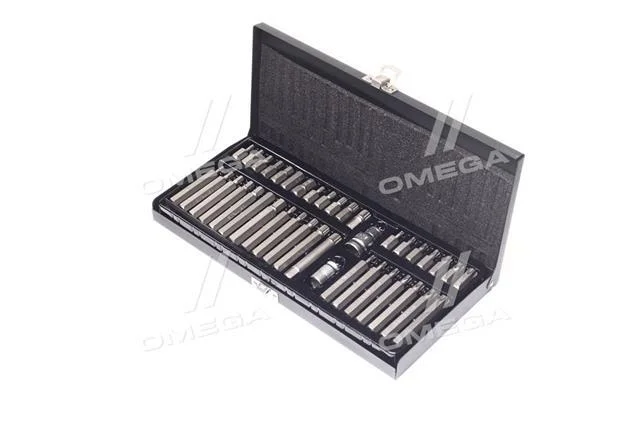 Набор насадок отверточных : адаптеры 1/2", 3/8",HEX SPLINE TORX CrV[мет. Кейс] 40 шт(про-во) YATO YT-0400 (фото 1)