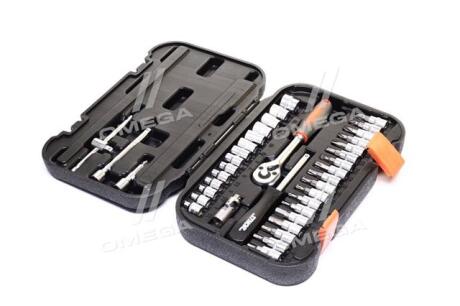 Набор головок торцевых, насадок STHOR: квадрат 1/4 ", М3.5-14 мм с инструм [38 Ед.](про-во VOREL) YATO 58640