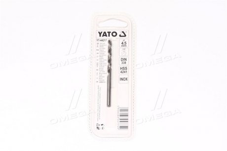 Сверло по металлу premium к нерж и високолег стали, литья 4.5 х 60 мм hss 4249(про-во) YATO YT-44217