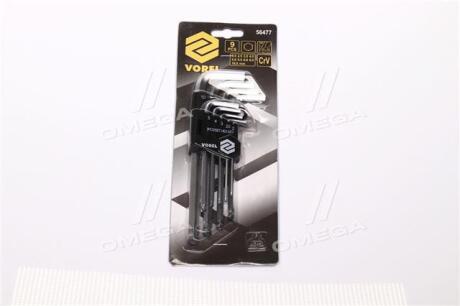 Ключи 6-гранные L-образные : с шариком, М2-10. Cr-V. Набор 9 шт. [10/60](про-во VOREL) YATO 56477