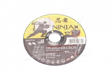 Диск відрізний по металу та нерж сталі ninja тм o=125х22.23 мм t=2 мм(VIROK) Н/в 65v128