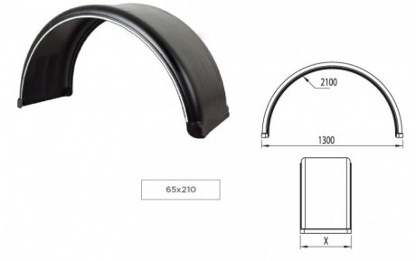 Крыло 650х2100 мм на спарку, гладкое с белой полосой TIGEAR 01.0912.1847